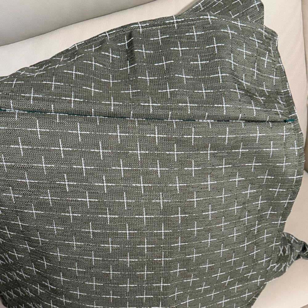 Green Throw Pillow with White Cross Pattern Covers only set of 2 24x24 - Picture 4 of 4